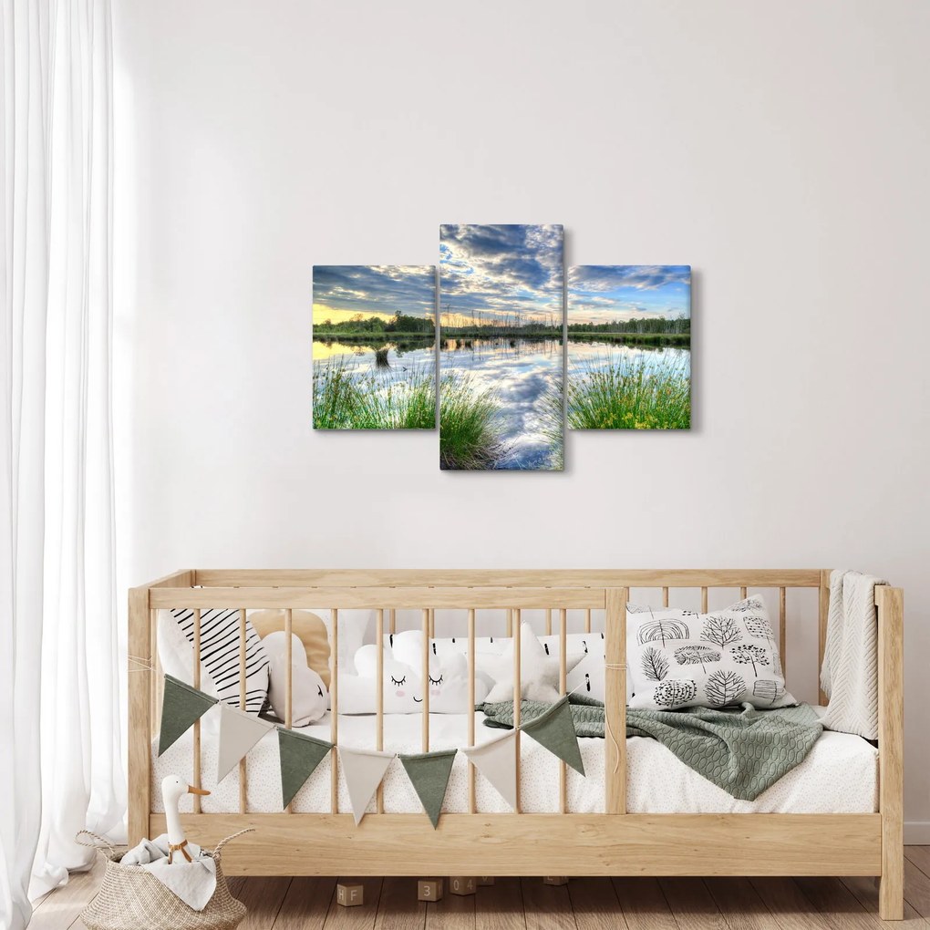 Tablou cu lac și trestie (90x60 cm)