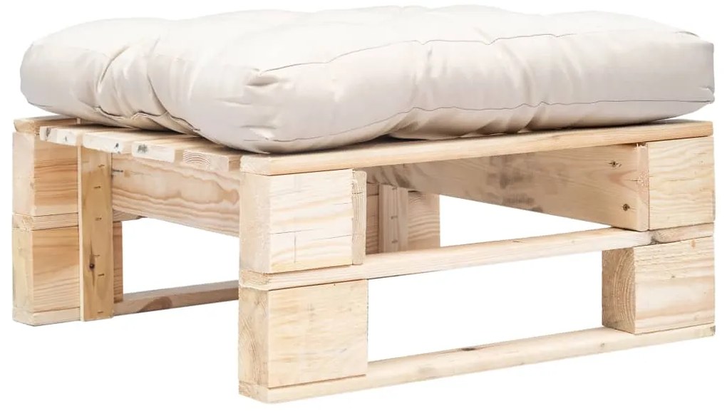 vidaXL Taburet de grădină din paleți cu pernă nisipie, natural, lemn