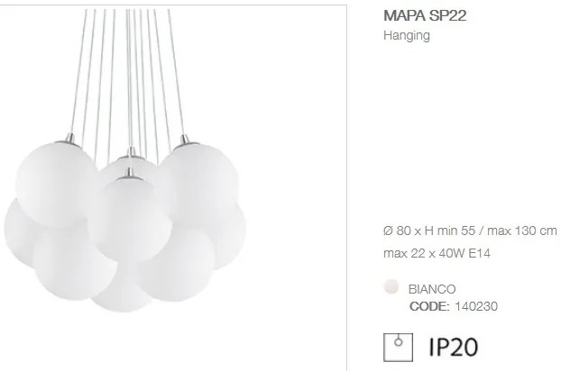 Lustra moderna cu 22 pendule MAPA SP22 BIANCO 140230