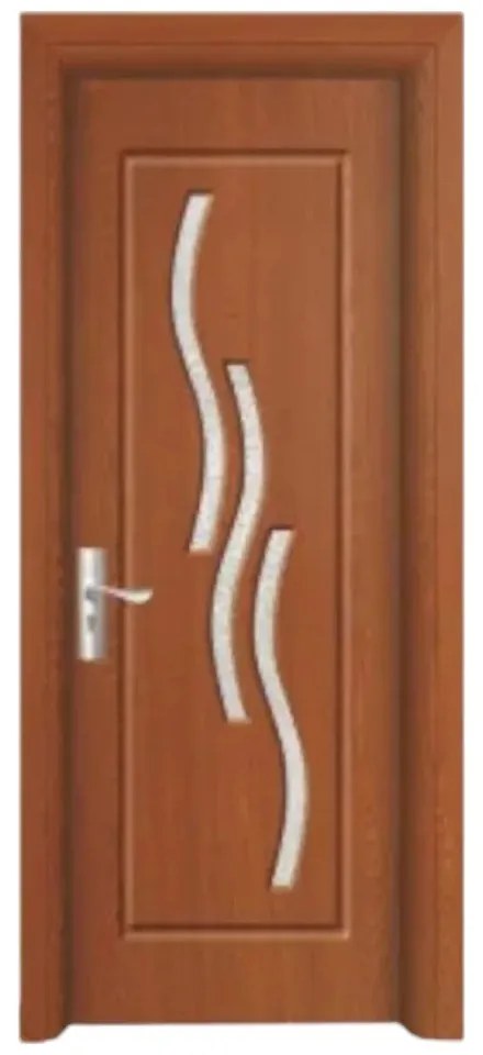 Usa Interior din MDF Novo Doors ND14, Cadru din Lemn Masiv, Geam Sablat, KIT COMPLET, Toc , Manere si balamale incluse (Culoare: Stejar Deschis, Toc: