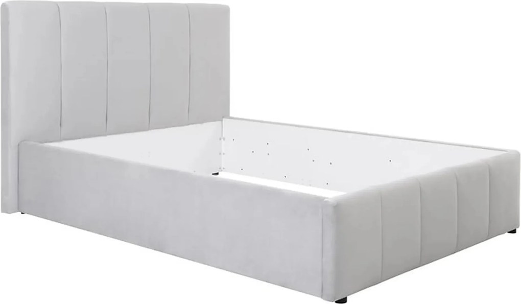 Cadru pat LONES 140x200, stofa catifelata gri deschis - Bluvel 03