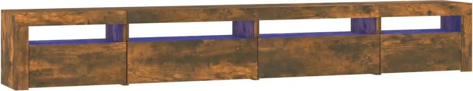 vidaXL Comodă TV cu lumini LED, stejar fumuriu, 270x35x40 cm