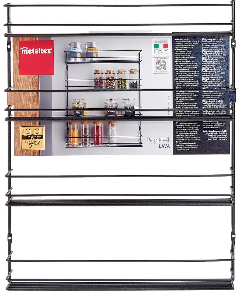 Organizator pentru mirodenii, de montat pe perete, din oțel inoxidabil – Metaltex