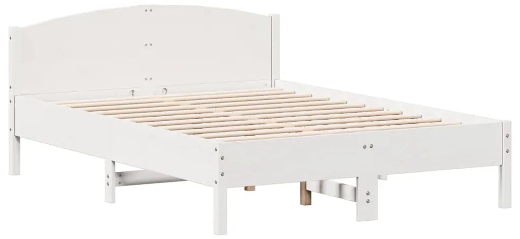 842603 vidaXL Cadru de pat cu tăblie, alb, 140x190 cm, lemn masiv de pin