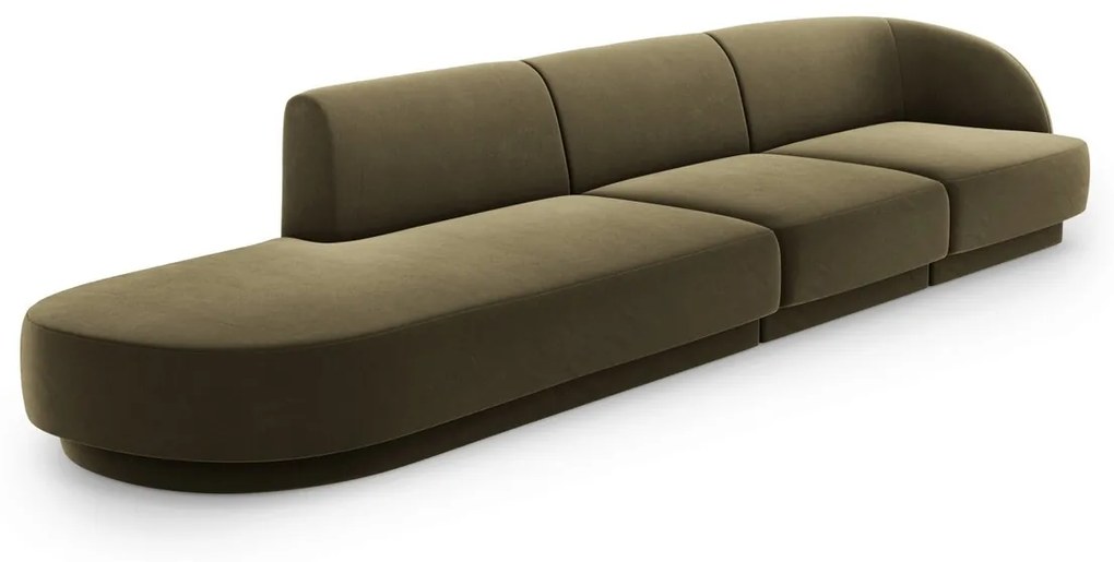 Canapea 4 locuri cotiera stanga, Miley, Micadoni Home, BL, 325x85x74 cm, catifea, verde