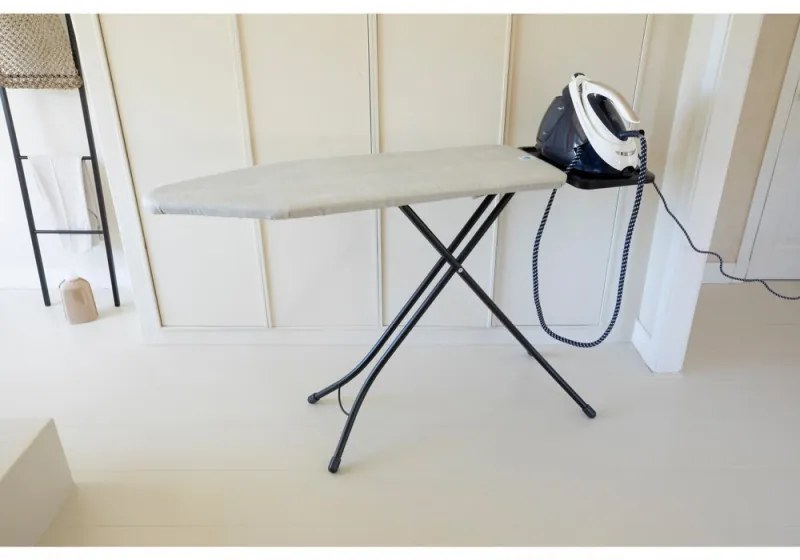 Masa de calcat Brabantia C 1008896, 124x45 cm, 7 pozitii de reglare, Suport generator de abur, Gri deschis