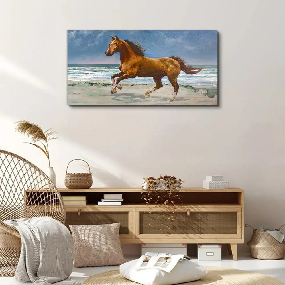 Tablou canvas plajă coasta cal mare valuri