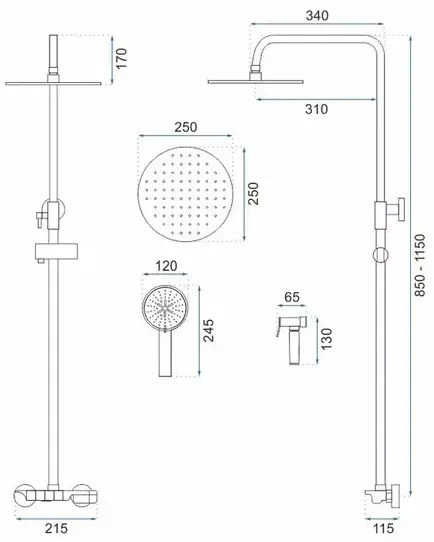 Coloana de dus cu termostat Rea Max negru mat plus dus igienic