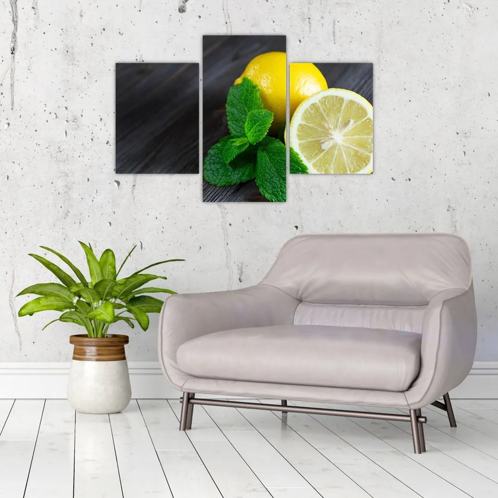 Tablou cu lămâie și mentă pe masă (90x60 cm)