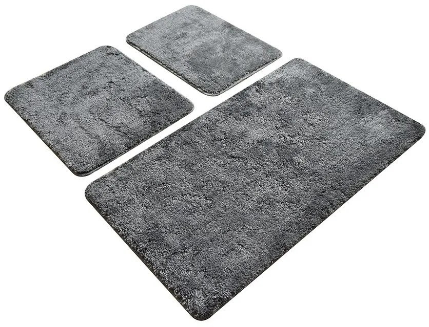Set 3 covorase de baie Havai, Chilai, 40x60 cm/50x60 cm/60x100 cm, fume