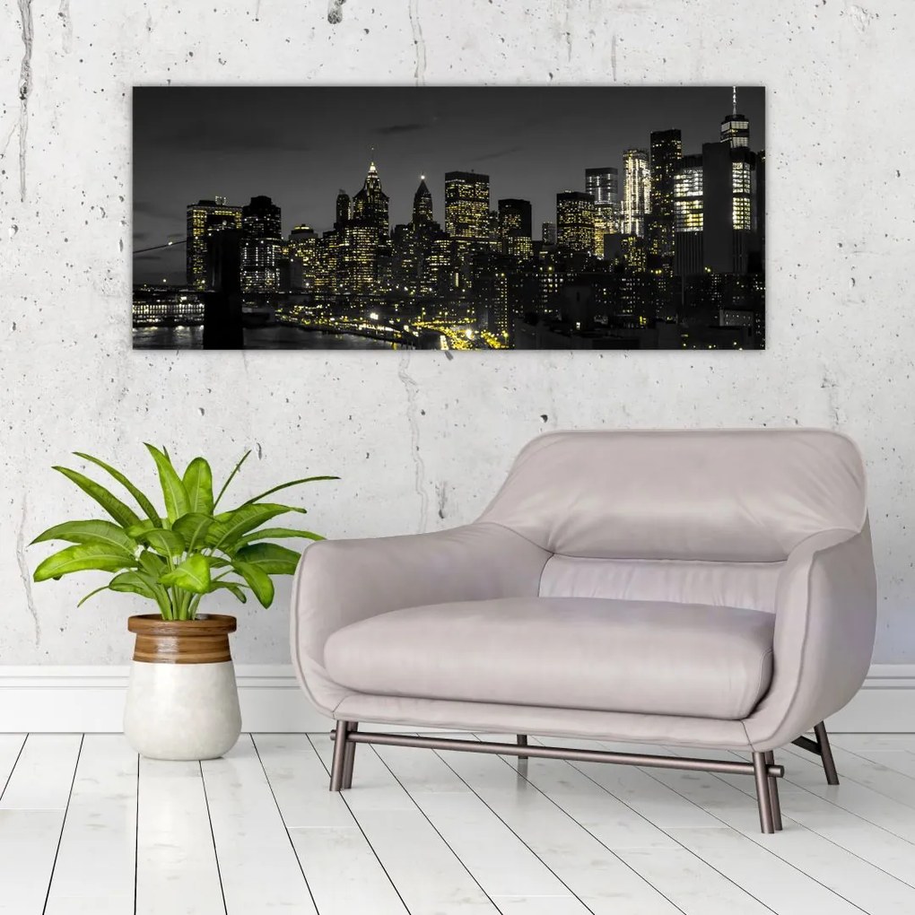 Tablou cu metropolă nocturnă (120x50 cm)