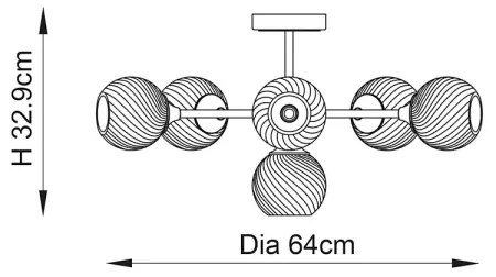 Lustră pe tijă Endon 103171 ALLEGRA 6xE14/7W/230V alamă/transparent