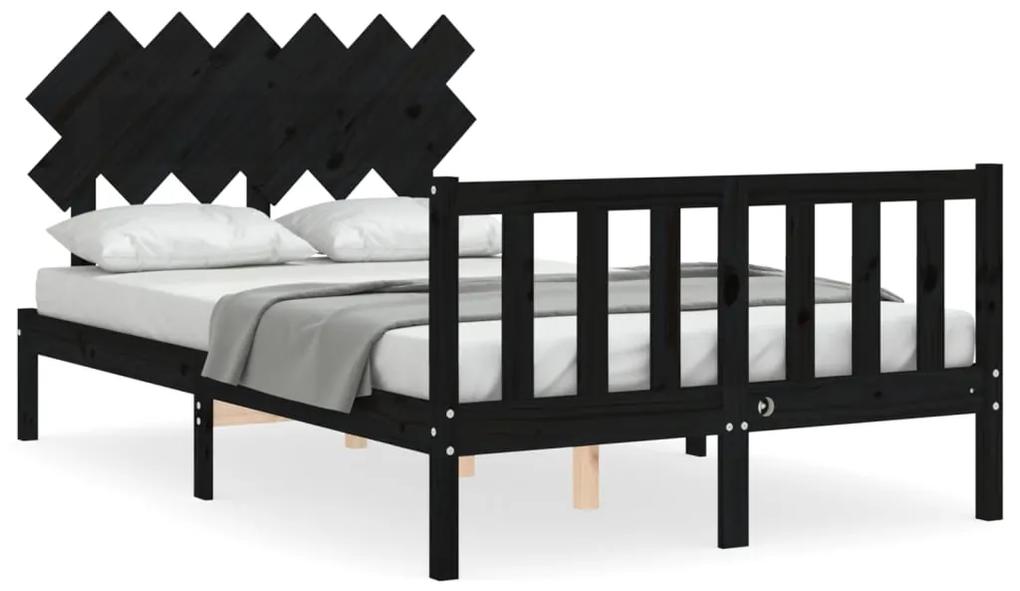 3193445 vidaXL Cadru de pat cu tăblie dublu, negru, lemn masiv