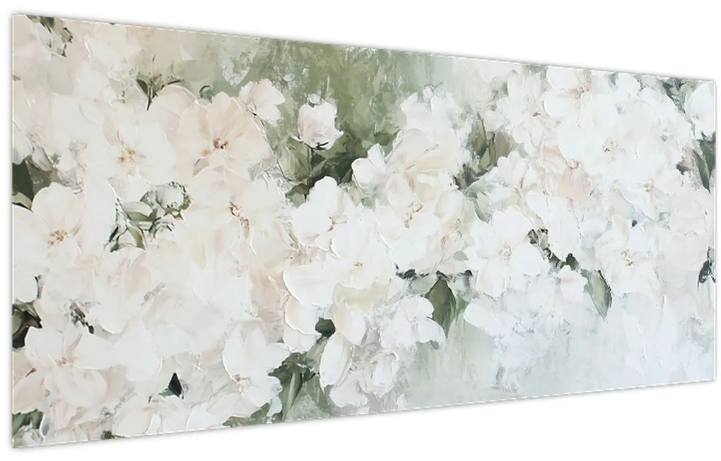 Tablou - Abstracție de Flori Albe (120x50 cm)