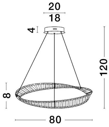 Lustra LED suspendata , dimabila, cristal design elegant AURELIA auriu 80cm