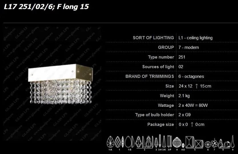 Plafoniera moderna cristal Bohemia 24x12cm