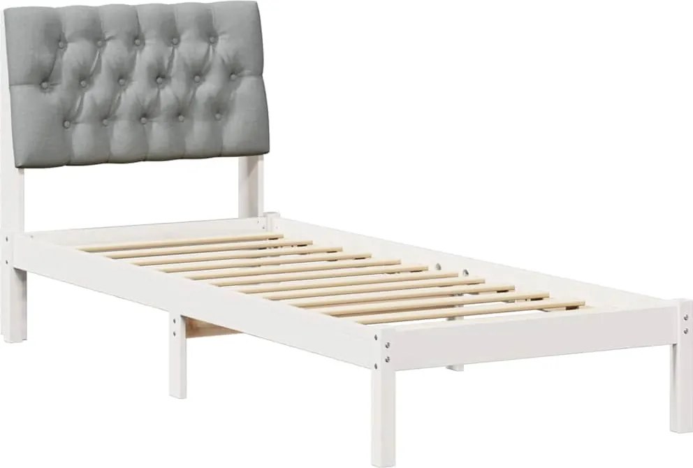 vidaXL Cadru de pat cu tăblie tapițată cu headboard Alb 80 x 200 cm