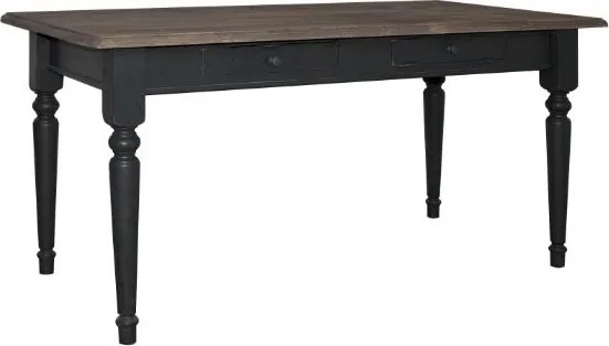 Masă de dining în stil rustic, finisaj vintage, natur și negru, din lemn de pin, 140 x 140 x 78 cm, „Country”, Countryside Collection