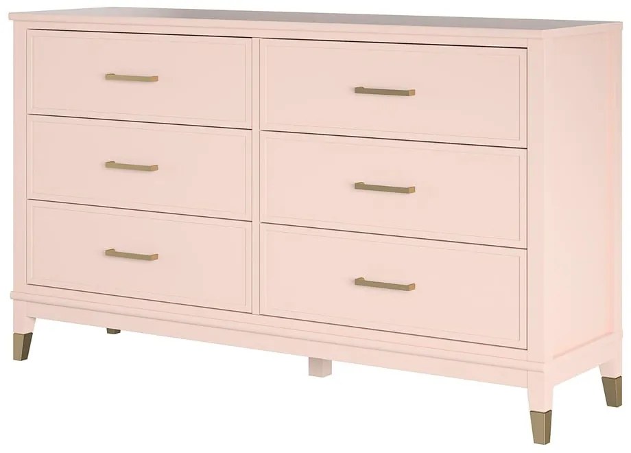 Comodă CosmoLiving by Cosmopolitan Westerleigh, 144 x 85 cm, roz