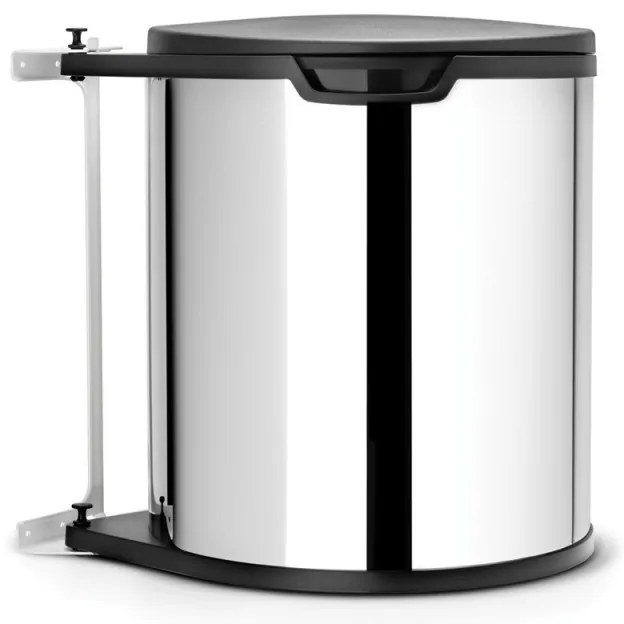 Brabantia Coș încorporabil 647044, 15 L, Deschidere largă, Coș interior din plastic, Inox