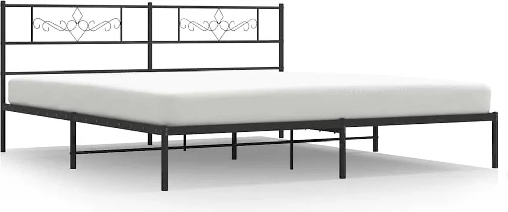 vidaXL Cadru de pat metalic cu tăblie, negru, 183x213 cm