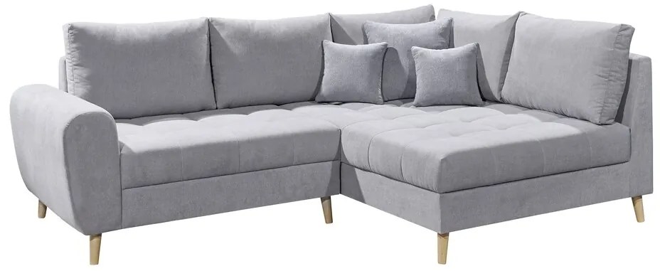 Coltar dreapta Alice, 3 locuri, 249 x 175 x 94 cm, PAL/lemn/poliester, gri deschis