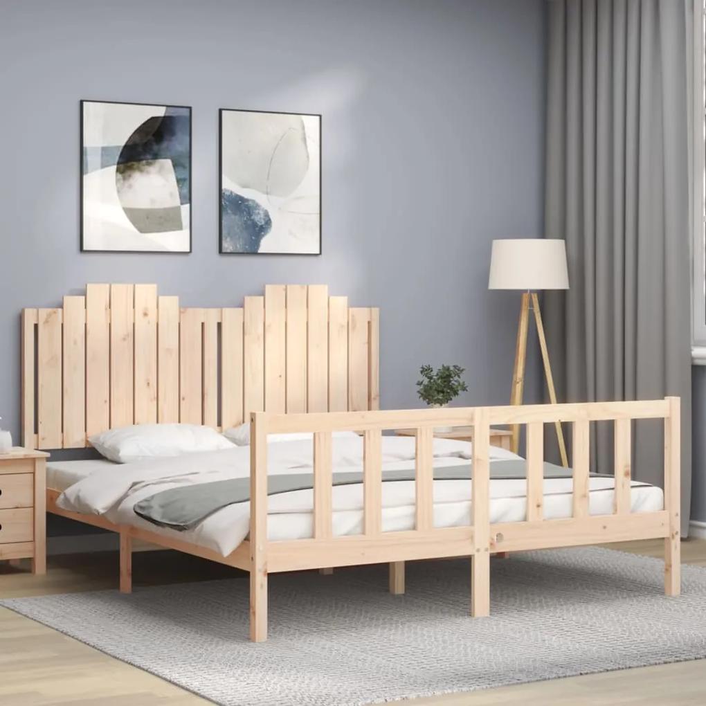 3192301 vidaXL Cadru de pat cu tăblie, king size, lemn masiv