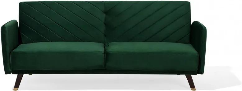 Canapea extensibilă SENJA, catifea, verde, 87 x 200 x 95 cm