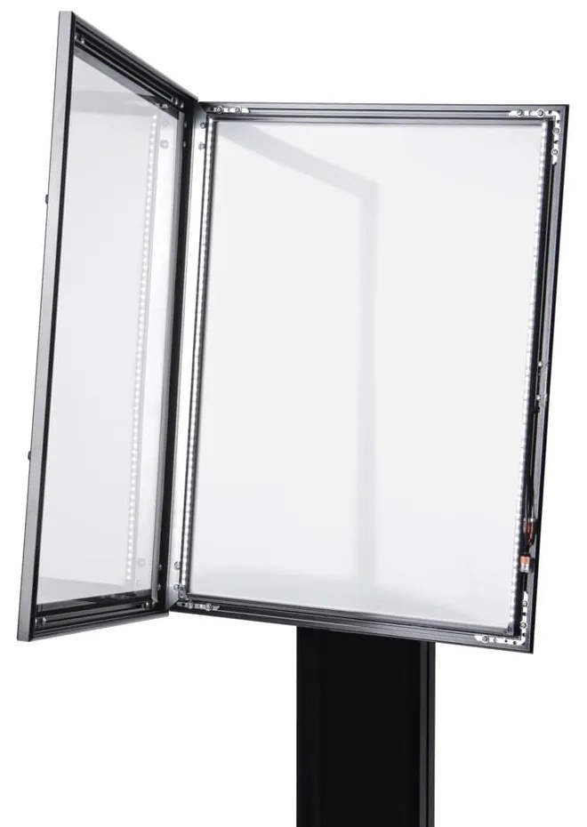 Vitrina meniului cu iluminare LED 4 x A4, negru