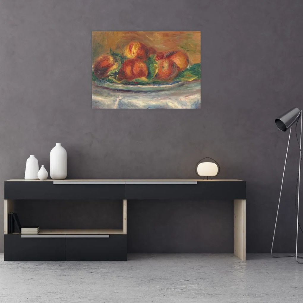 Tablou pe sticlă - Auguste Renoir, Peaches on a  Plate, reproducere (70x50 cm)