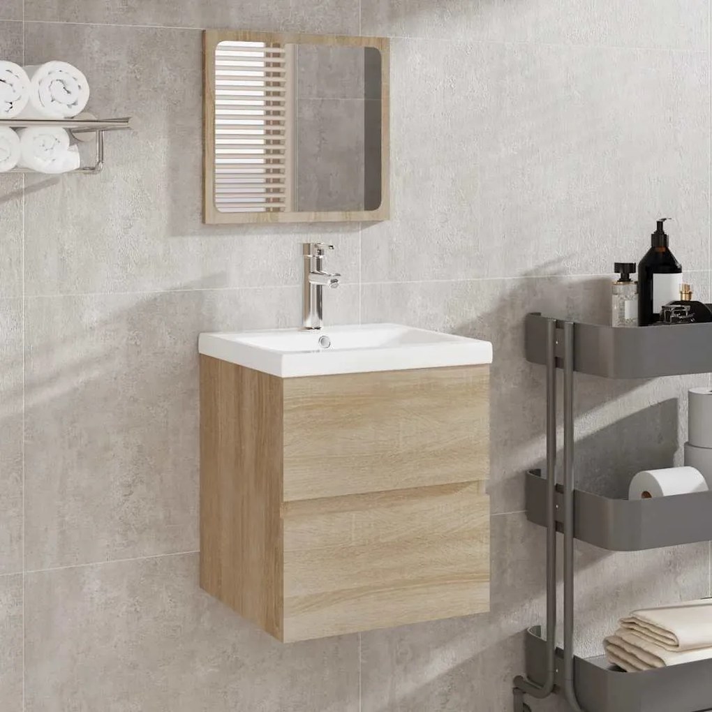 vidaXL Dulap de baie cu oglindă, stejar sonoma, lemn prelucrat
