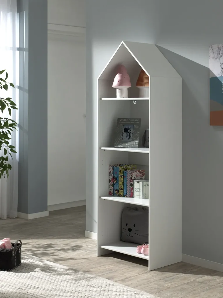 Bibliotecă pentru Copii Căsuță, Alb, (MDF) – CASAMI – Vipack