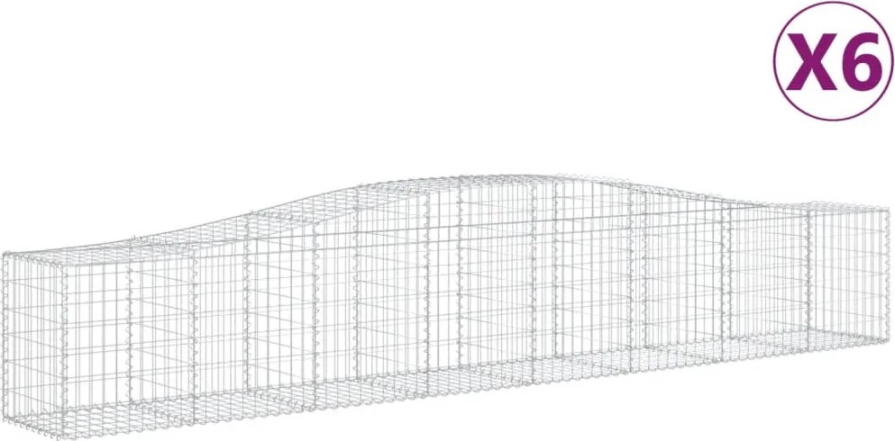 vidaXL Coșuri gabion arcuite 6 buc, 400x50x60/80 cm, fier galvanizat