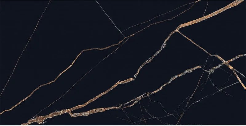 Mexen Fossil Probă neagră de gresie vitrificată rectificată G1, placă pentru pardoseală și perete, luciu înalt