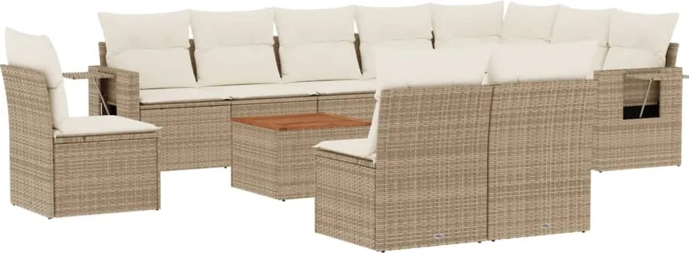 vidaXL Set canapele de grădină cu perne, 11 piese, bej, poliratan
