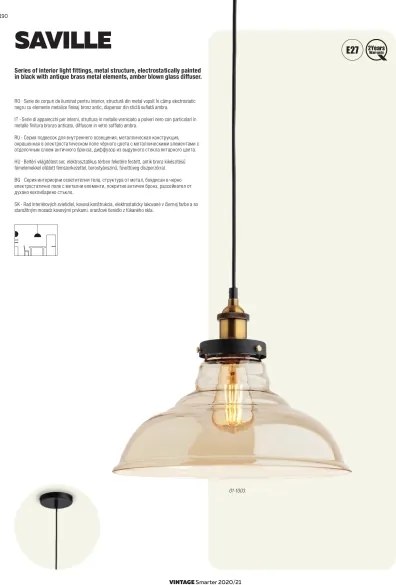 Redo 01-1003 - Lustră pe cablu SAVILLE 1xE27/42W/230V