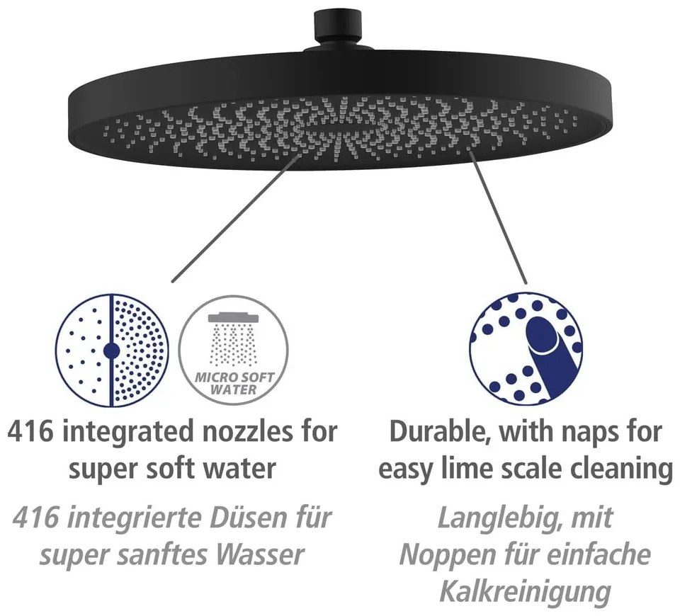 Set de duș negru din oțel inoxidabil 120 cm Soft Water – Wenko