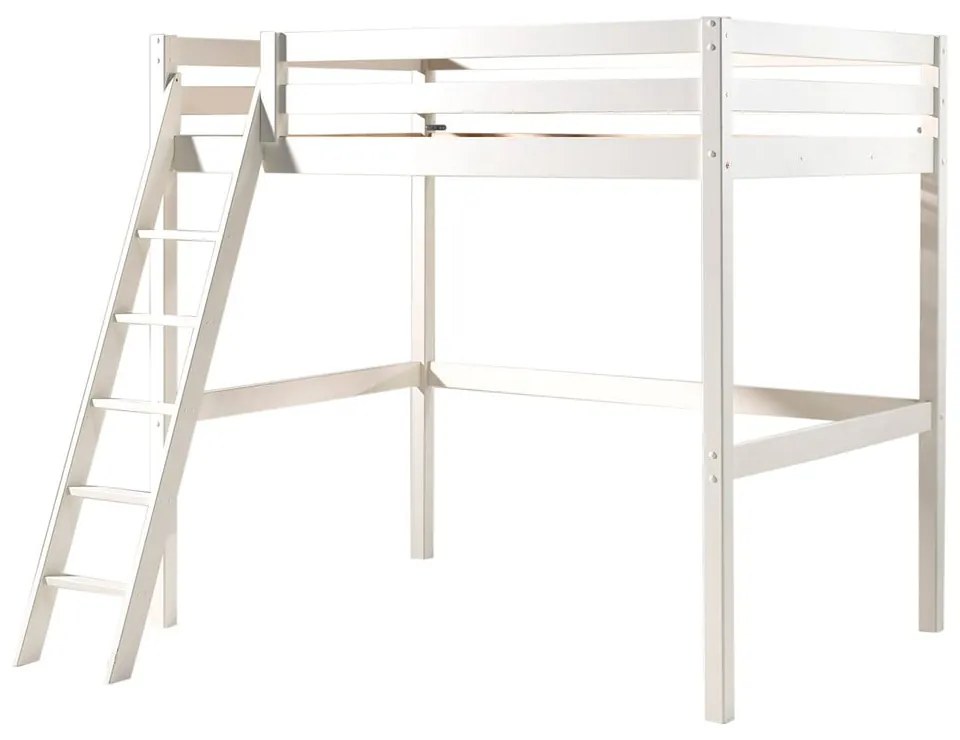Pat pentru copii cu scară Vipack Pino, 140 x 200 cm, alb