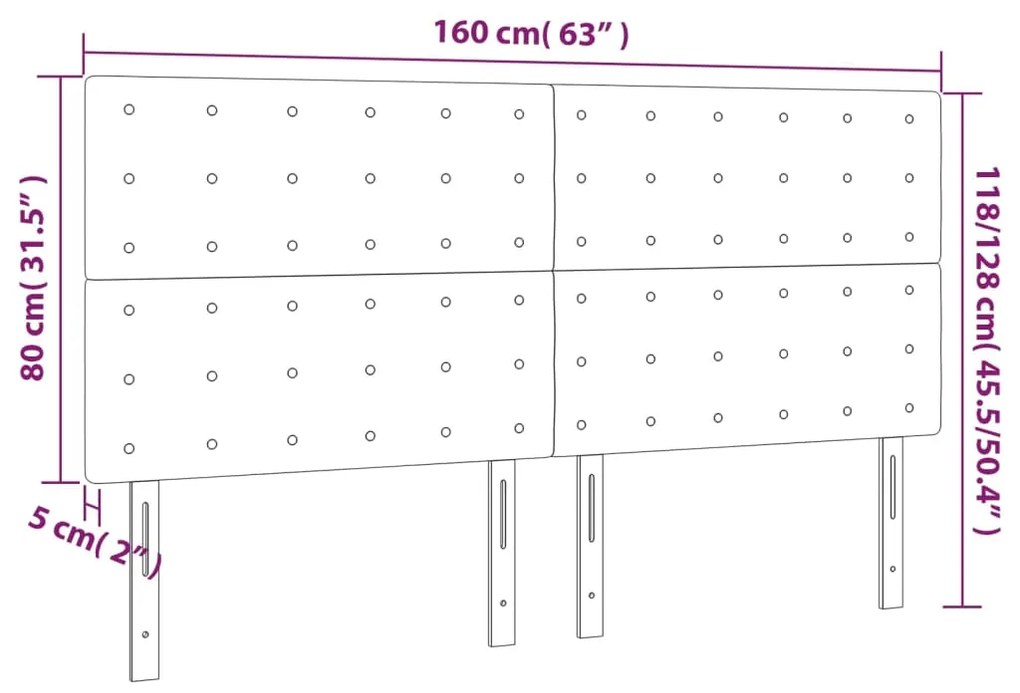 Tablii de pat, 4 buc, gri deschis, 80x5x78 88 cm, textil 4, Gri deschis, 160 x 5 x 118 128 cm