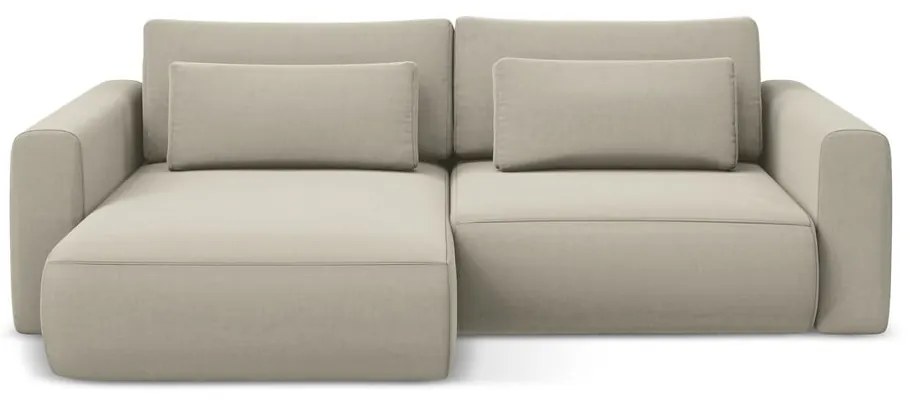 Colțar bej extensibil/cu spațiu de depozitare cu tapițerie din catifea (cu colț pe partea stângă/cu șezlong) Kapua – Makamii