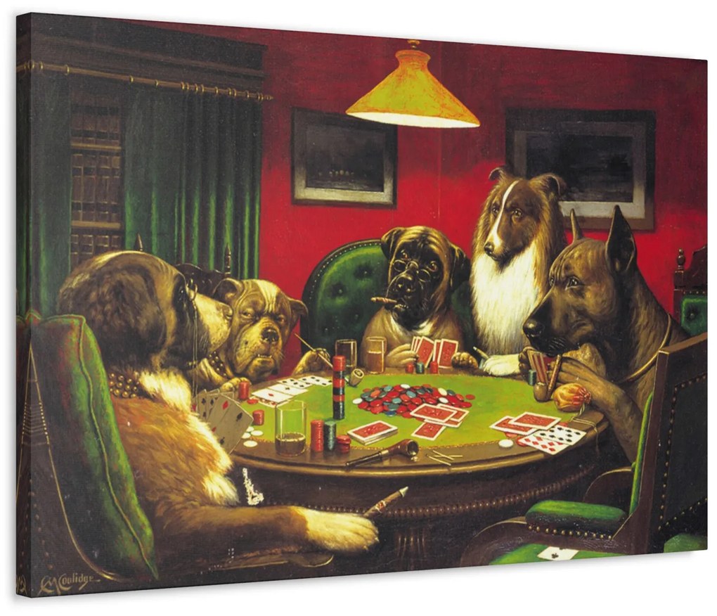 Tablou Canvas Dog Poker Contest 120x80 cm