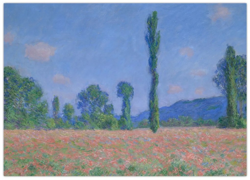 Tablou pe sticlă - Claude Monet, Poppy Field (Giverny), reproducere (70x50 cm)