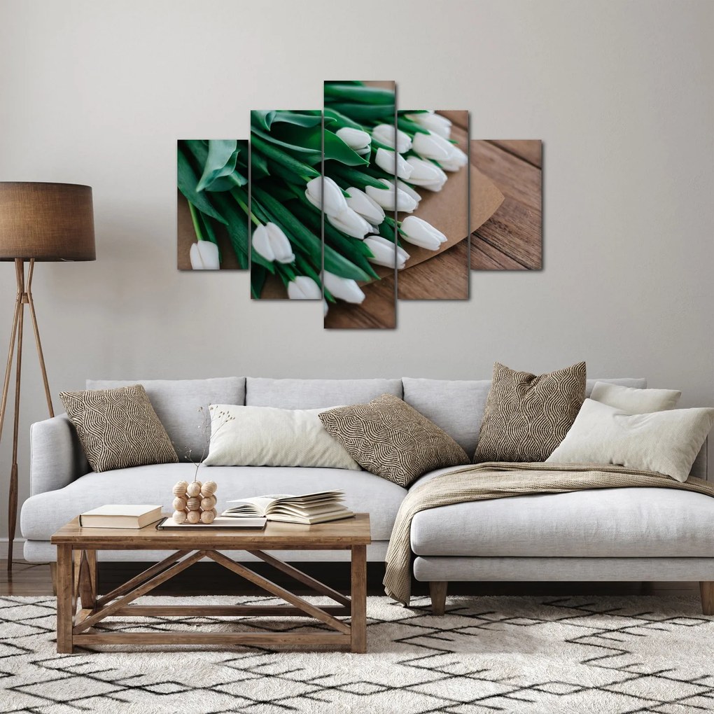 Tablou cu buchet de lalele albe (150x105 cm)