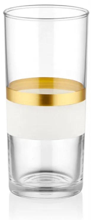 Set 6 Pahare 225 ml, Sticla, SNW0008, Transparent / Auriu