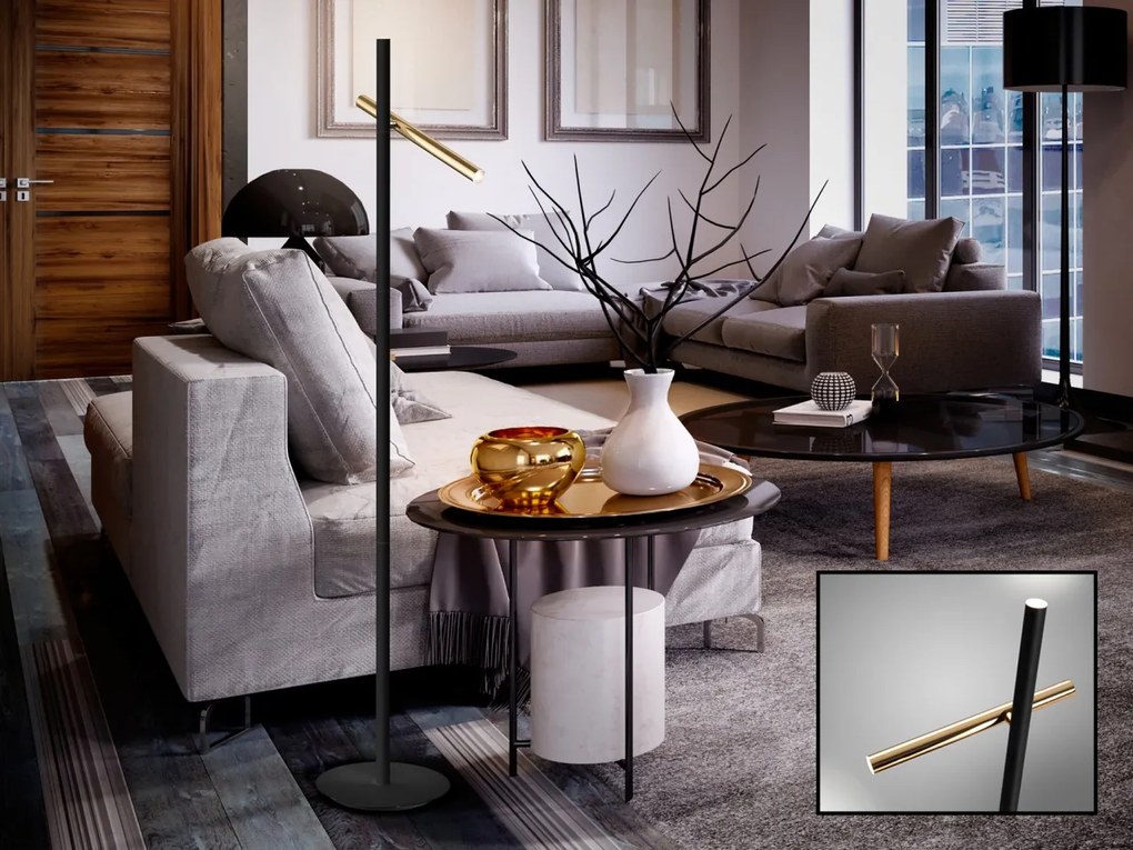 Lampadar LED dimabil design modern Varas negru/auriu