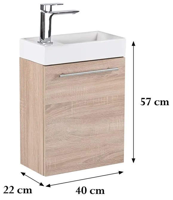 Mobilier de baie fantastic, cu lavoar, în culoarea stejarului Sonoma