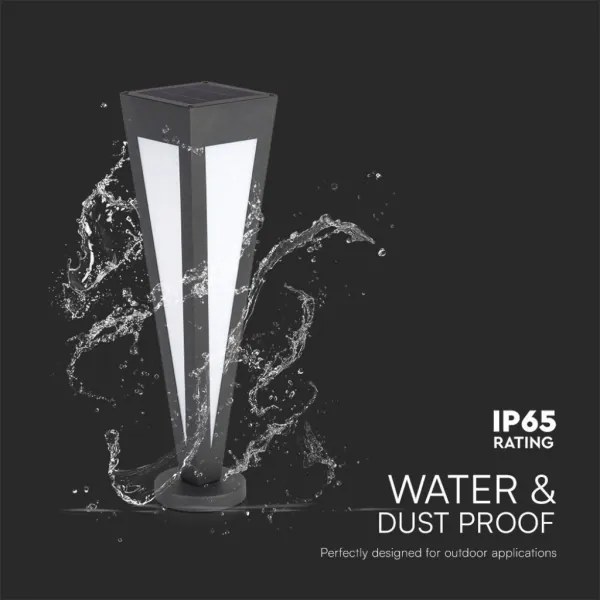 Lampă solară LED 2W 3,7V IP65 3000K negru