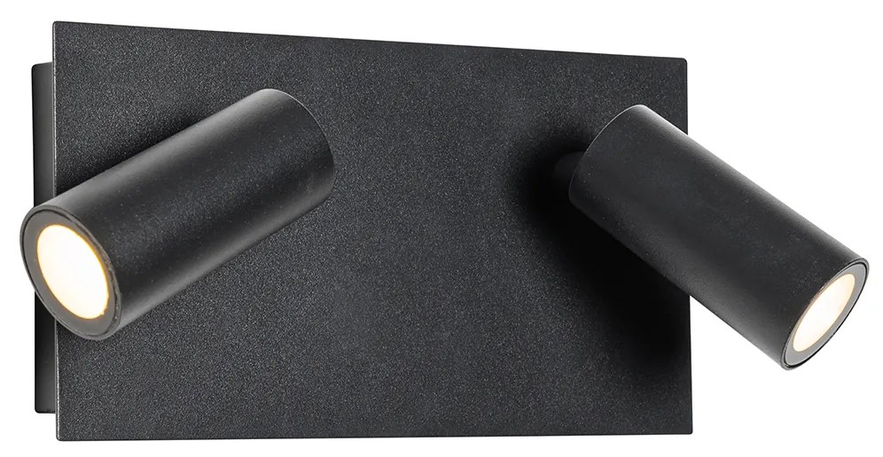 Lampa de perete exterioara moderna neagra cu LED 2 lumini IP54 - Simon
