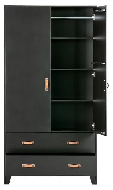 Șifonier din lemn de pin WOOOD Dian, negru