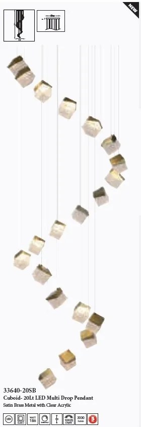 Lustra casa scarii cu 20 pendule LED Cuboid